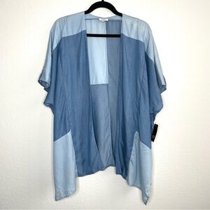 NWT Crown and Ivy Blue Chambray Two Tone Kimono One Size Tencel